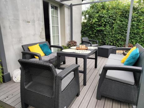 Meble Ogrodowe Meblobranie CTL7 z podnoszonym stolikiem Grafit