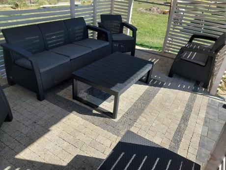 Meble Ogrodowe Meblobranie CTL7 z podnoszonym stolikiem Grafit