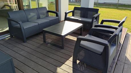 Meble Ogrodowe Meblobranie CTL7 z podnoszonym stolikiem Grafit