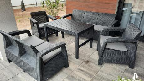 Meble Ogrodowe Meblobranie CTL7 z podnoszonym stolikiem Grafit