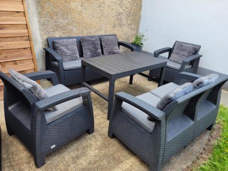 Meble Ogrodowe Meblobranie CTL7 z podnoszonym stolikiem Grafit