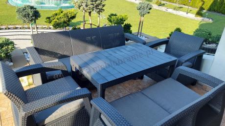 Meble Ogrodowe Meblobranie CTL7 z podnoszonym stolikiem Grafit