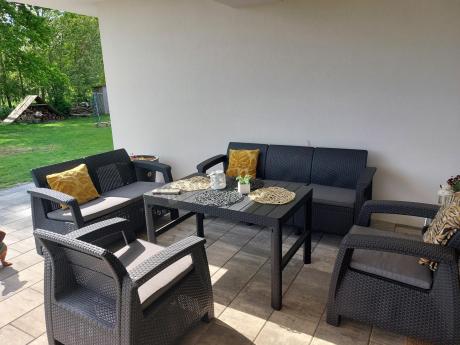 Meble Ogrodowe Meblobranie CTL7 z podnoszonym stolikiem Grafit