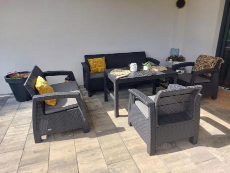 Meble Ogrodowe Meblobranie CTL7 z podnoszonym stolikiem Grafit