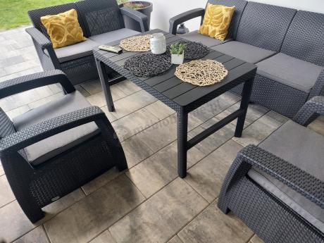 Meble Ogrodowe Meblobranie CTL7 z podnoszonym stolikiem Grafit