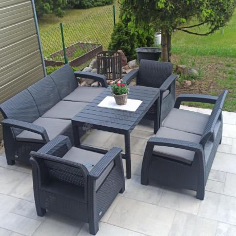 Meble Ogrodowe Meblobranie CTL7 z podnoszonym stolikiem Grafit