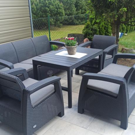 Meble Ogrodowe Meblobranie CTL7 z podnoszonym stolikiem Grafit