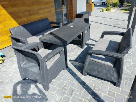 Meble Ogrodowe Meblobranie CTL7 z podnoszonym stolikiem Grafit