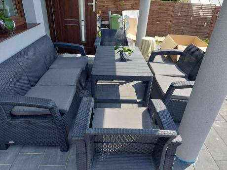 Meble Ogrodowe Meblobranie CTL7 z podnoszonym stolikiem Grafit