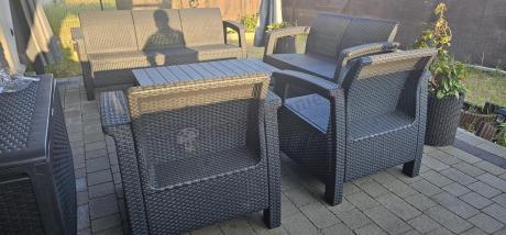 Meble Ogrodowe Meblobranie CTL7 z podnoszonym stolikiem Grafit