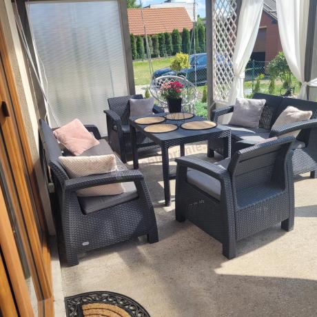 Meble Ogrodowe Meblobranie CTL7 z podnoszonym stolikiem Grafit