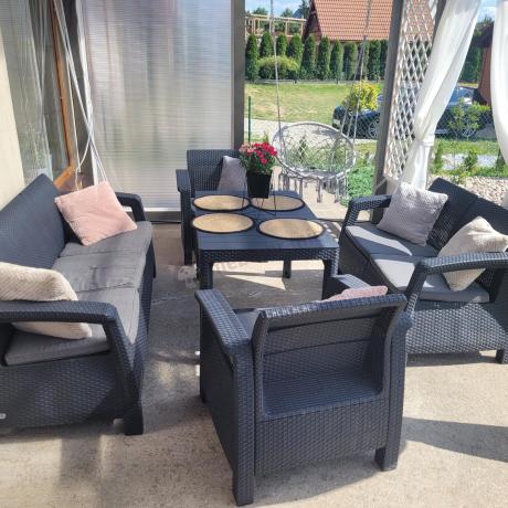 Meble Ogrodowe Meblobranie CTL7 z podnoszonym stolikiem Grafit