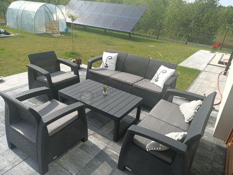 Meble Ogrodowe Meblobranie CTL7 z podnoszonym stolikiem Grafit