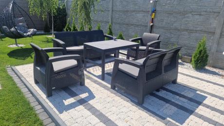 Meble Ogrodowe Meblobranie CTL7 z podnoszonym stolikiem Grafit