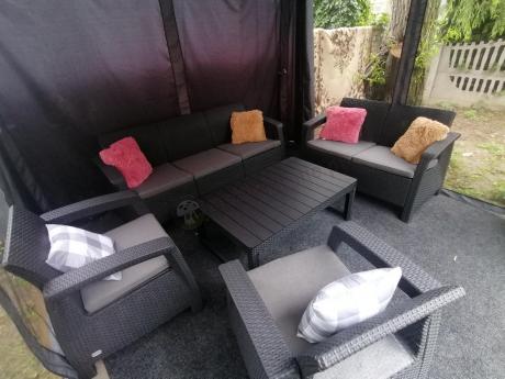 Meble Ogrodowe Meblobranie CTL7 z podnoszonym stolikiem Grafit