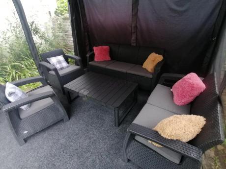 Meble Ogrodowe Meblobranie CTL7 z podnoszonym stolikiem Grafit