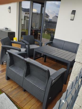 Meble Ogrodowe Meblobranie CTL7 z podnoszonym stolikiem Grafit