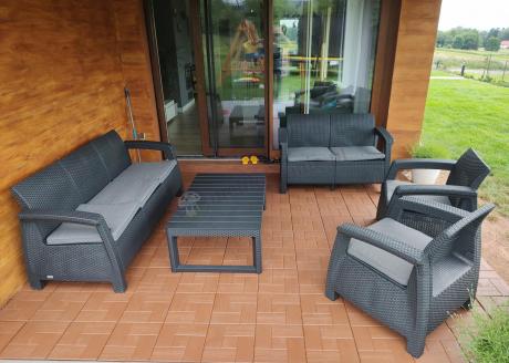 Meble Ogrodowe Meblobranie CTL7 z podnoszonym stolikiem Grafit