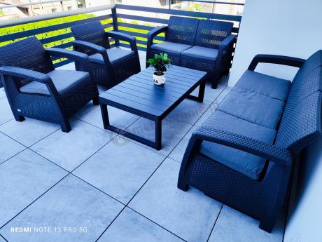 Meble Ogrodowe Meblobranie CTL7 z podnoszonym stolikiem Grafit