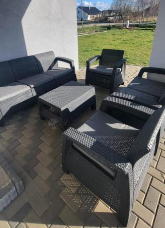 Meble Ogrodowe Meblobranie CTL7 z podnoszonym stolikiem Grafit