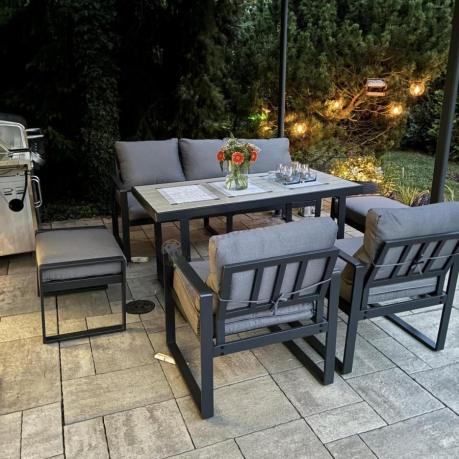 Meble ogrodowe metalowe z wysokim stołem 140x70 - Panaon Dining