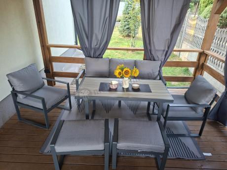 Meble ogrodowe metalowe z wysokim stołem 140x70 - Panaon Dining