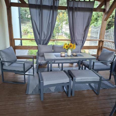 Meble ogrodowe metalowe z wysokim stołem 140x70 - Panaon Dining