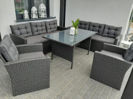 Duże meble ogrodowe technorattanowe na 8 osób