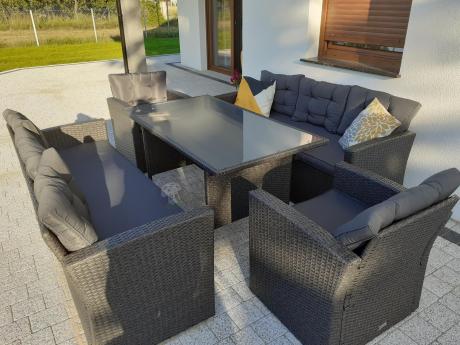 Duże meble ogrodowe technorattanowe na 8 osób