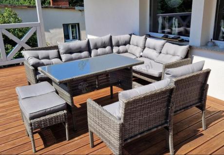 Meble ogrodowe narożne z technorattanu Perata Corner Plus Dark Grey