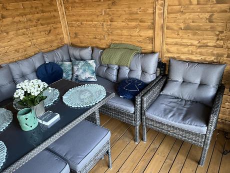 Meble ogrodowe narożne z technorattanu Perata Corner Plus Dark Grey