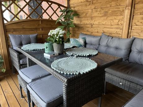 Meble ogrodowe narożne z technorattanu Perata Corner Plus Dark Grey