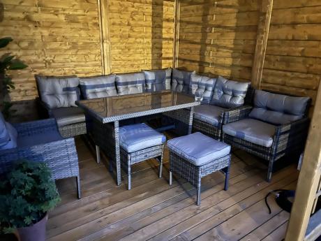 Meble ogrodowe narożne z technorattanu Perata Corner Plus Dark Grey