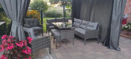 Meble ogrodowe narożne z technorattanu Perata Corner Plus Dark Grey