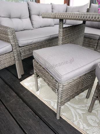 Meble ogrodowe narożne z technorattanu Perata Corner Plus Dark Grey