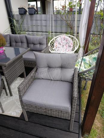 Meble ogrodowe narożne z technorattanu Perata Corner Plus Dark Grey