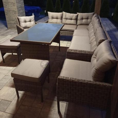 Meble ogrodowe narożne z technorattanu Perata Corner Plus Dark Grey