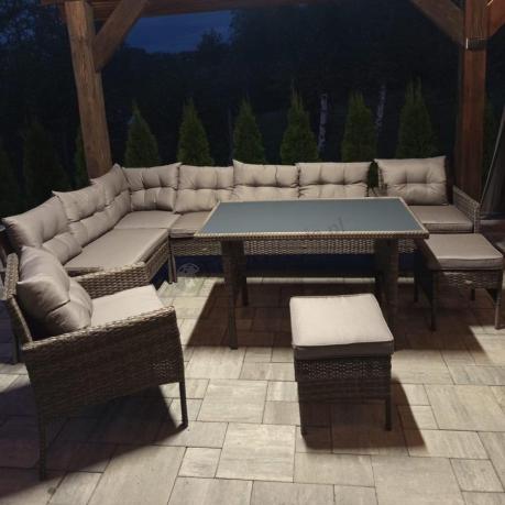 Meble ogrodowe narożne z technorattanu Perata Corner Plus Dark Grey