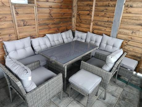 Meble ogrodowe narożne z technorattanu Perata Corner Plus Dark Grey