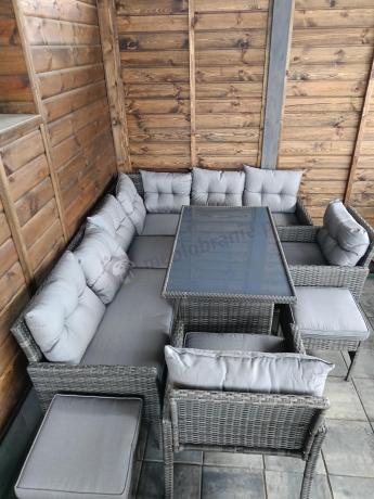 Meble ogrodowe narożne z technorattanu Perata Corner Plus Dark Grey