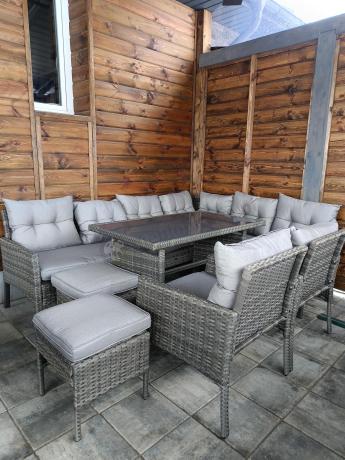 Meble ogrodowe narożne z technorattanu Perata Corner Plus Dark Grey