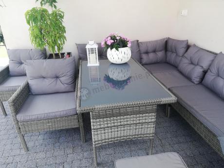 Meble ogrodowe narożne z technorattanu Perata Corner Plus Dark Grey