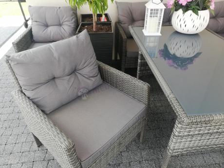 Meble ogrodowe narożne z technorattanu Perata Corner Plus Dark Grey