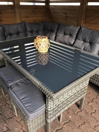 Meble ogrodowe narożne z technorattanu Perata Corner Plus Dark Grey