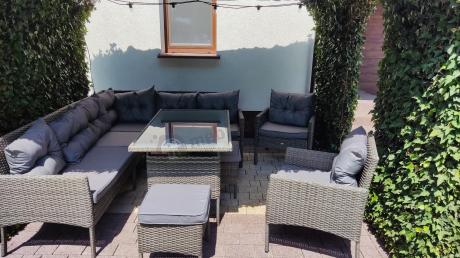 Meble ogrodowe narożne z technorattanu Perata Corner Plus Dark Grey