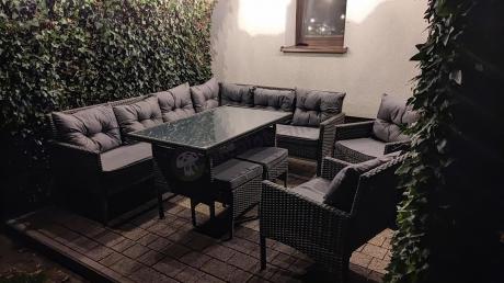 Meble ogrodowe narożne z technorattanu Perata Corner Plus Dark Grey