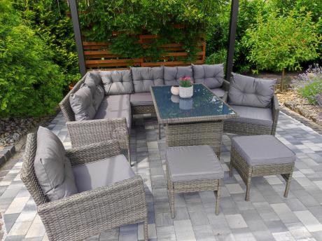 Meble ogrodowe narożne z technorattanu Perata Corner Plus Dark Grey