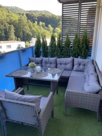 Meble ogrodowe narożne z technorattanu Perata Corner Plus Dark Grey