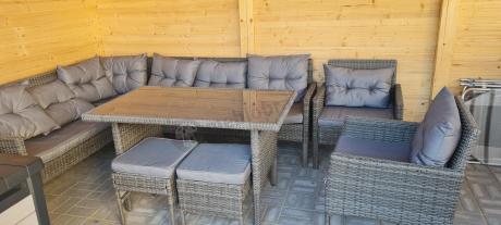 Meble ogrodowe narożne z technorattanu Perata Corner Plus Dark Grey