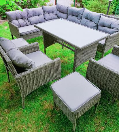 Meble ogrodowe narożne z technorattanu Perata Corner Plus Dark Grey
